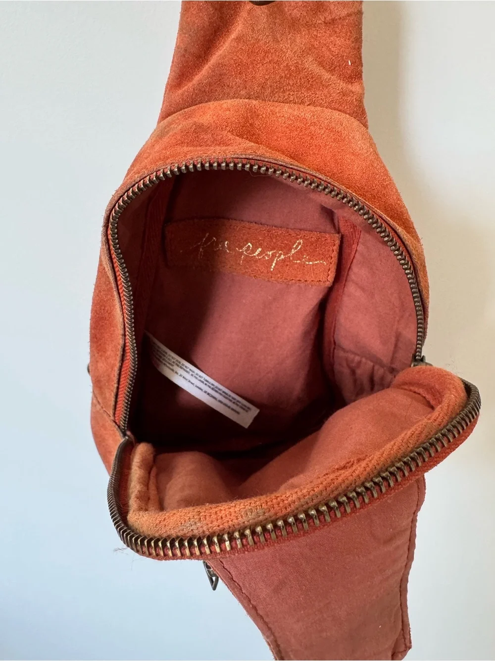 Free People Hudson Suede Sling Bag Burnt Orange Crossbody Boho